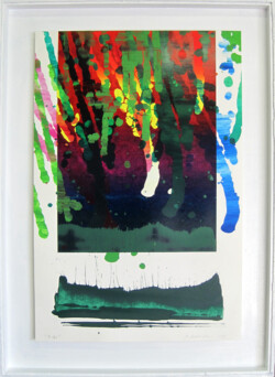 天創 作品名:天創/非売品/品番 S-22:紙・ドローイング・シルクスクリーン/2011年制作/鉛筆にて左下に題名・右下にサイン/サイズ:本体60x39cm、額寸73x52x4cm/状態良好