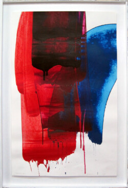 赤と青の余韻 作品名:赤と青の余韻/価格応談/品番 S-34:紙・ドローイング/1点もの/2011年制作/鉛筆にて左下に題名・右下にサイン/サイズ:本体98x61cm、額寸111x74x4cm/状態良好/お届けまで約2週間