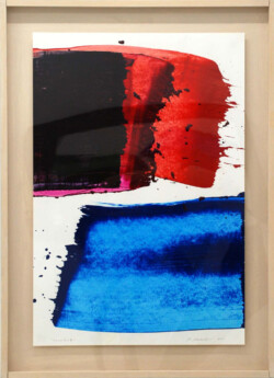 ワインと赤と青 作品名:ワインと赤と青/価格応談/品番 S-6:紙・ドローイング/1点もの/2011年制作/鉛筆にて左下に題名・右下にサイン/サイズ:本体50x74cm、額寸88x64x4cm(アクリルカバー付き)/状態良好/お届けまで約2週間